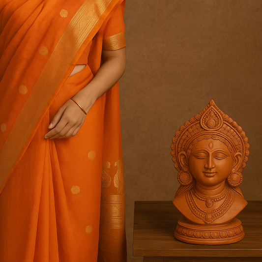 Ignite the Festive Spirit: Orange Handloom Sarees & Artefacts to Begin Navratri with Energy