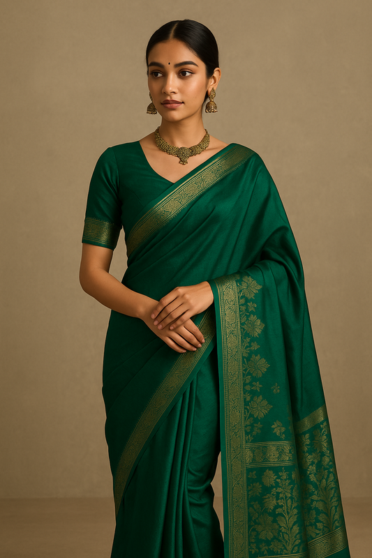 Peacock Green Grandeur: Completing Navratri with Vibrant Handlooms & Heritage Designs