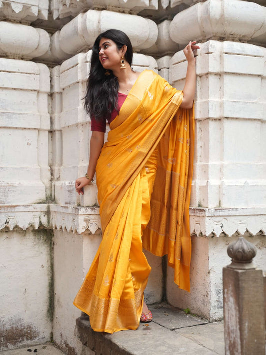 Golden Glow: Celebrate Navratri with Sunshine Yellows in Weaves & Woodcraft