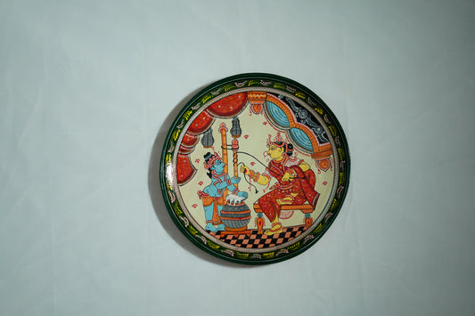 Handcrafted Pattachitra Wooden Wall Plate | Traditional Odisha Folk Art Home Decor (10x10 Inch)