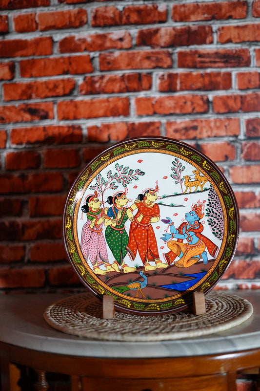 Handcrafted Pattachitra Wooden Decorative Plate | Traditional Odisha Folk Art Wall Decor