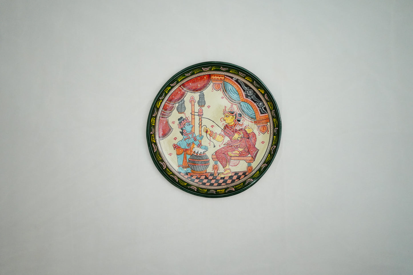 Handcrafted Pattachitra Wooden Wall Plate | Traditional Odisha Folk Art Home Decor (10x10 Inch)