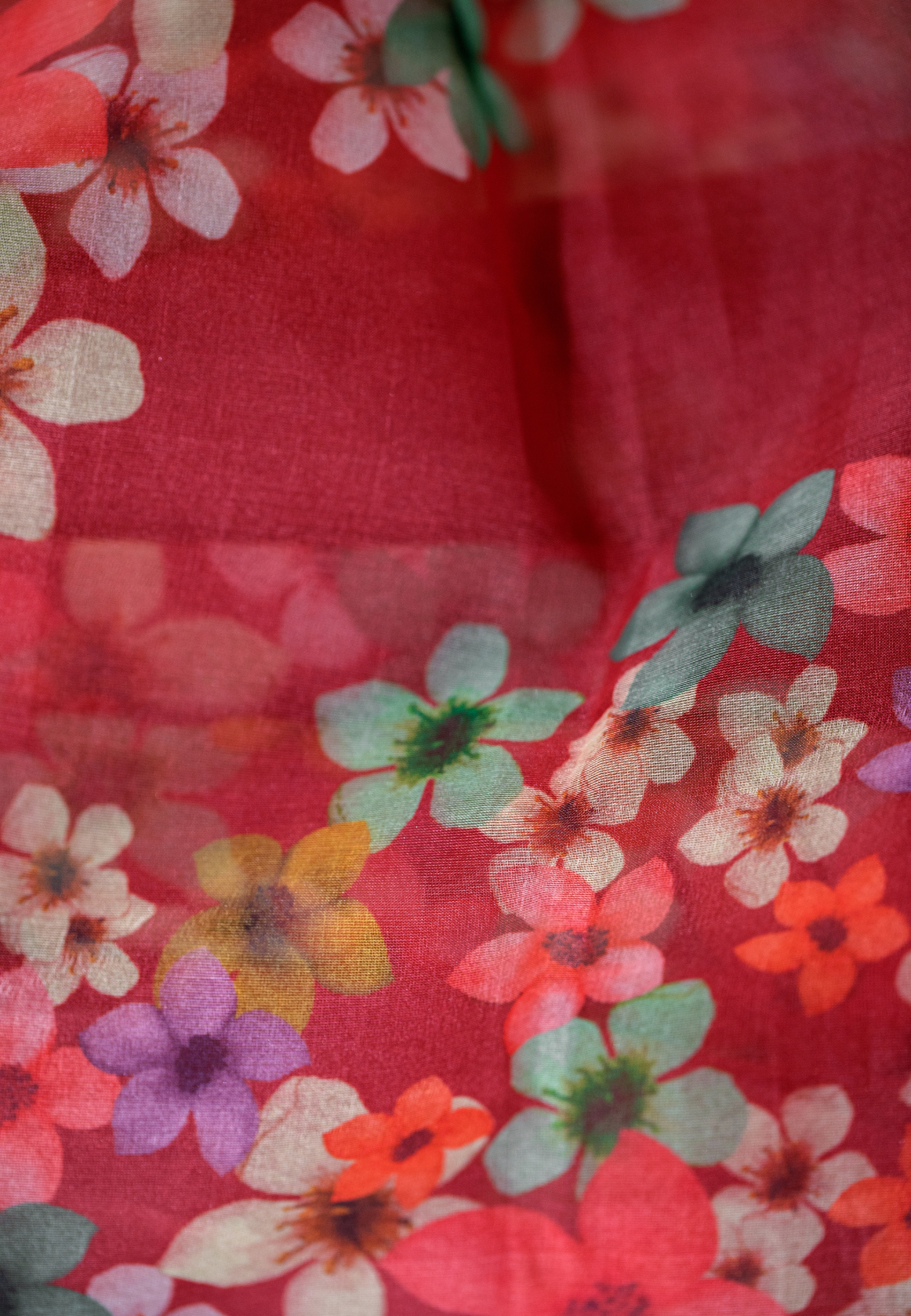 Hand dyed pure maroon organza saree