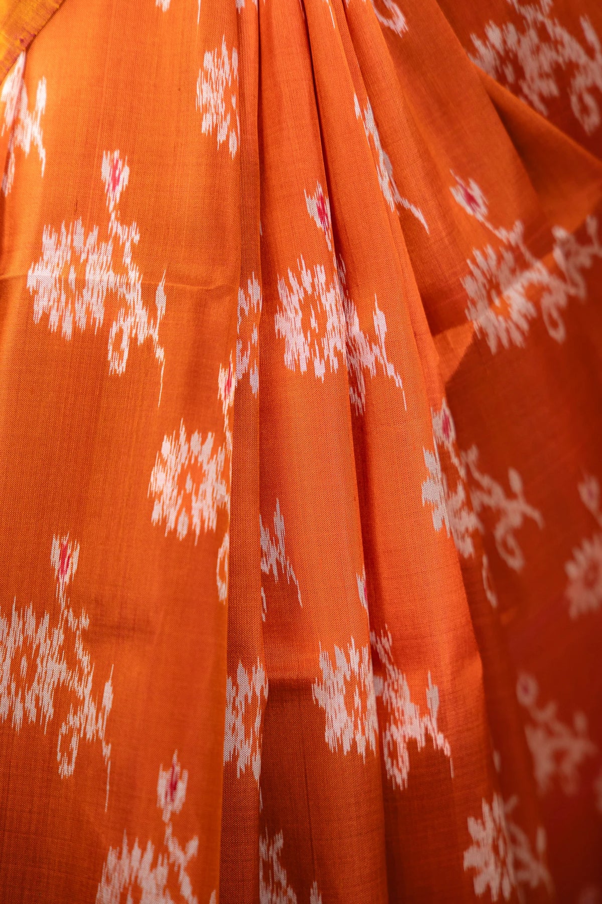 Rust Orange Mustard Floral Khandua Silk Saree