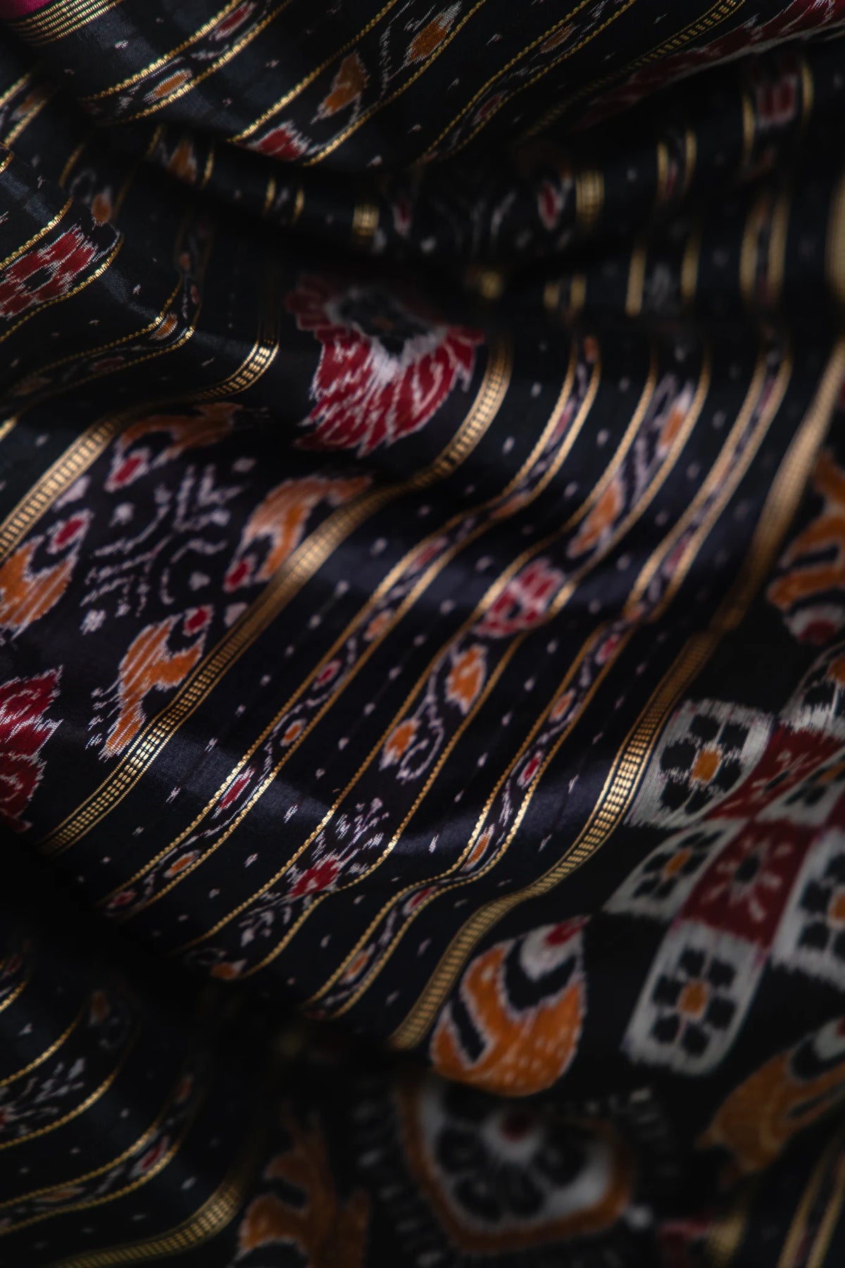 Magenta Black Booti Khandua Silk Saree
