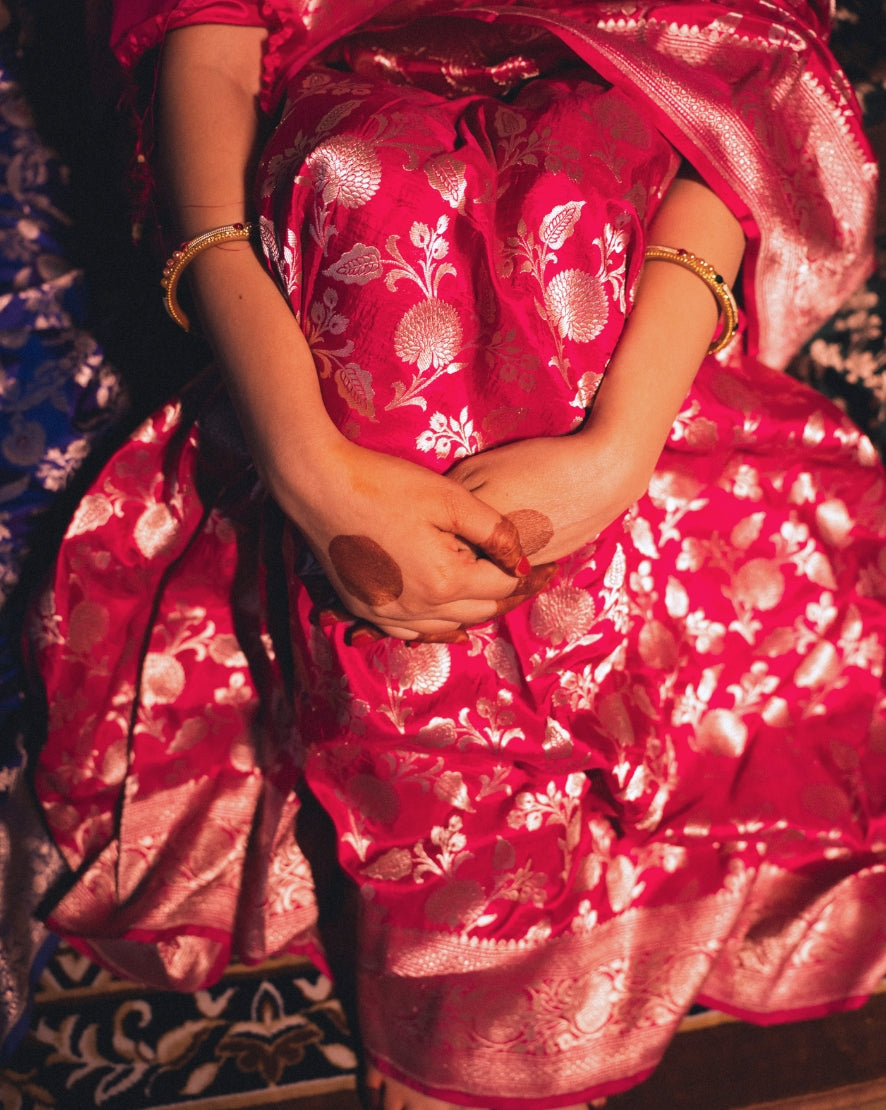 Banarsi Saree Pink-Hand woven
