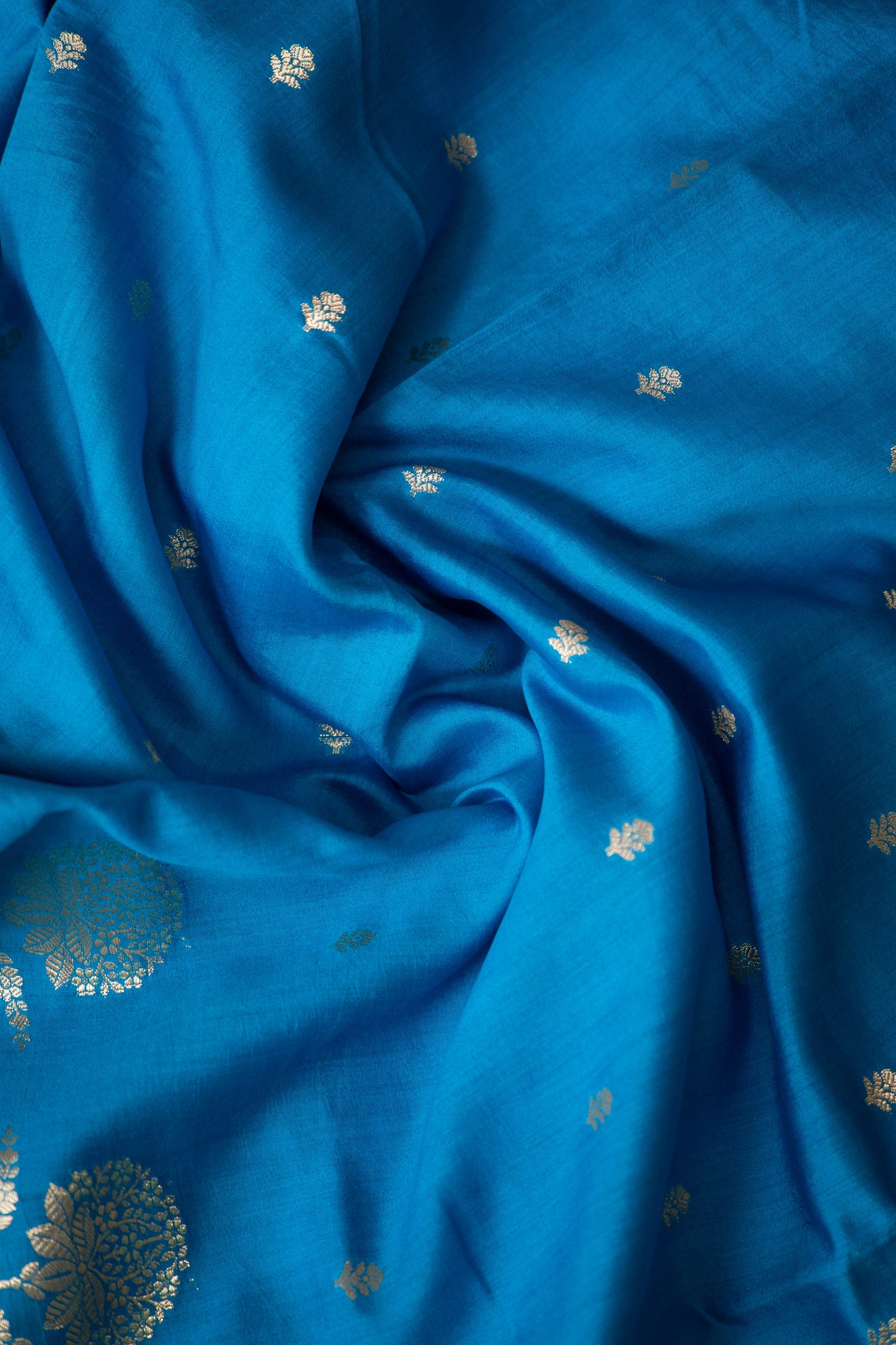 Dark Feroza Banarsi Cotton Silk Saree – Small Booti with Border