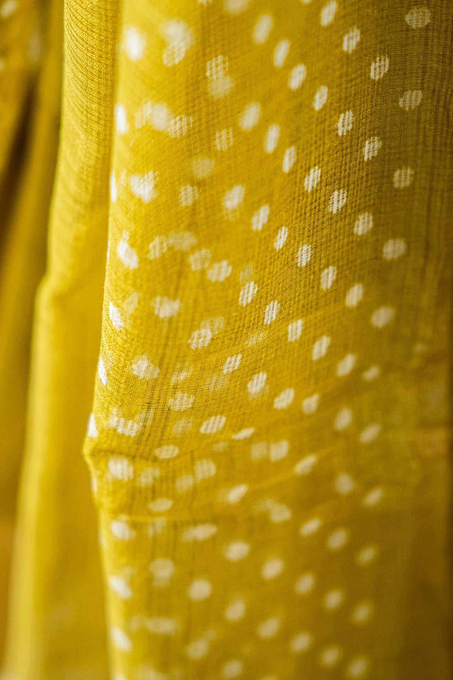 Bagru Kota Doria Handloom Saree – Olive Green Block Print, Pure Cotton