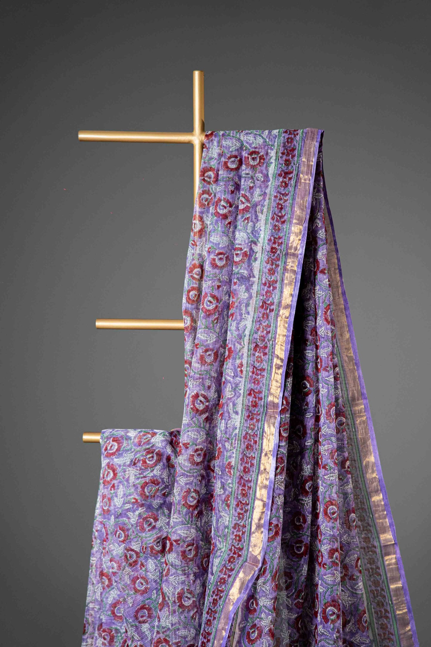 Bagru Kota Doria Handloom Saree – Onion Pink Block Print, Cotton with Blouse