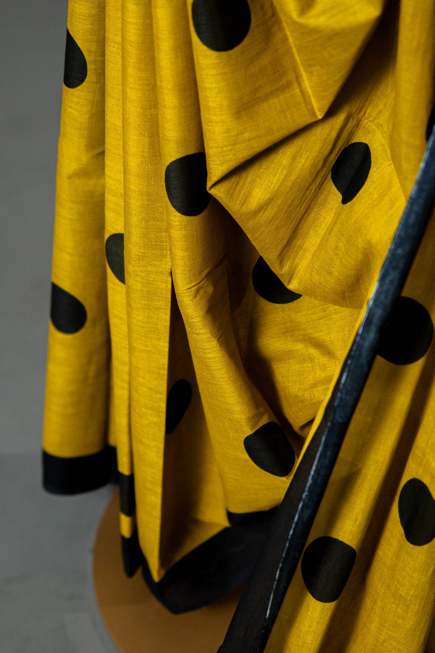 Bagru Handloom Mul Mul Cotton Saree – Brown Block Print