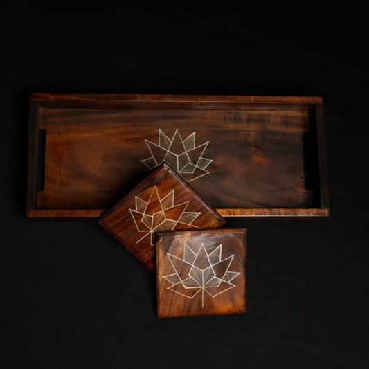 Wooden Tray Coaster Set