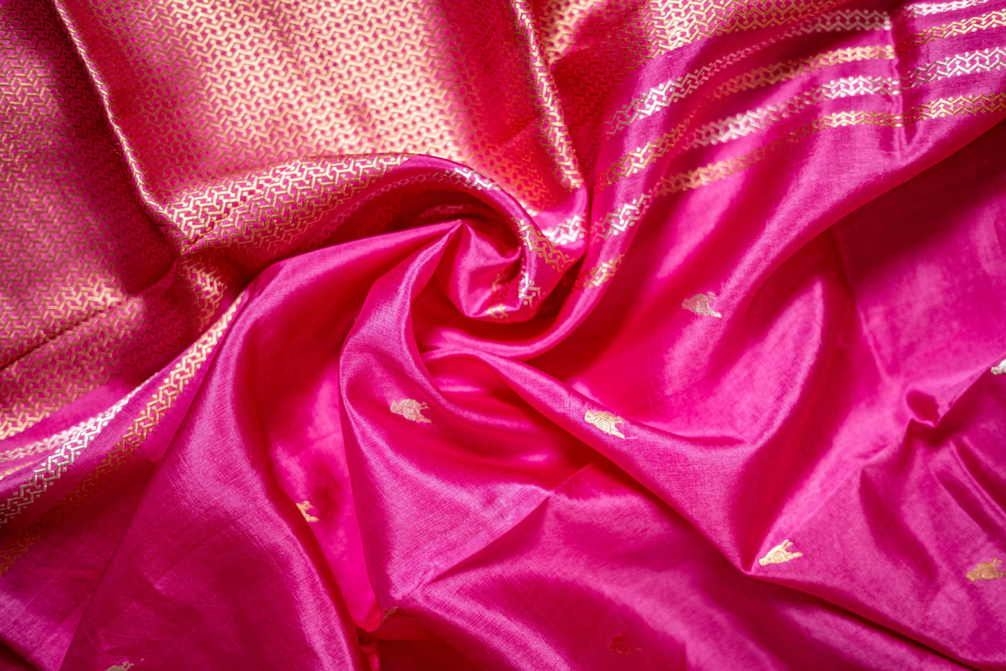 Pure Katan Banarsi With Small Bird Motif