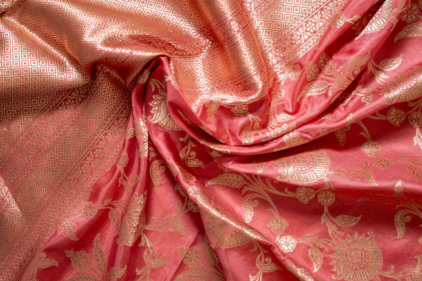 Pure Katan Banarsi Silk With Bel Zari Floral Work