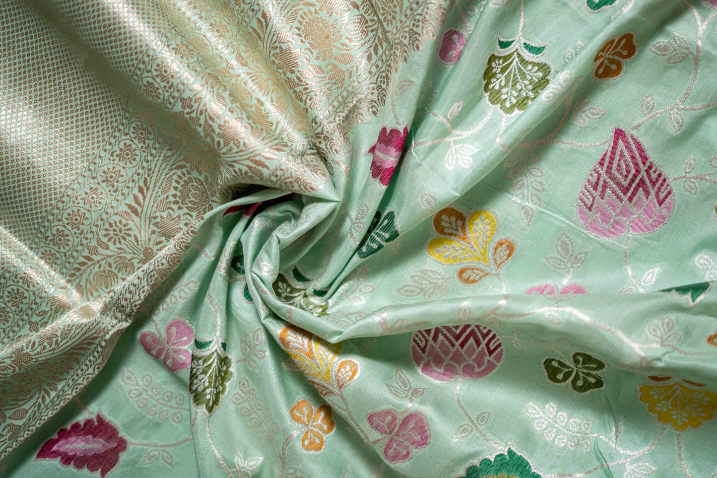 Pure Katan Banarsi Silk With Colourful Motif