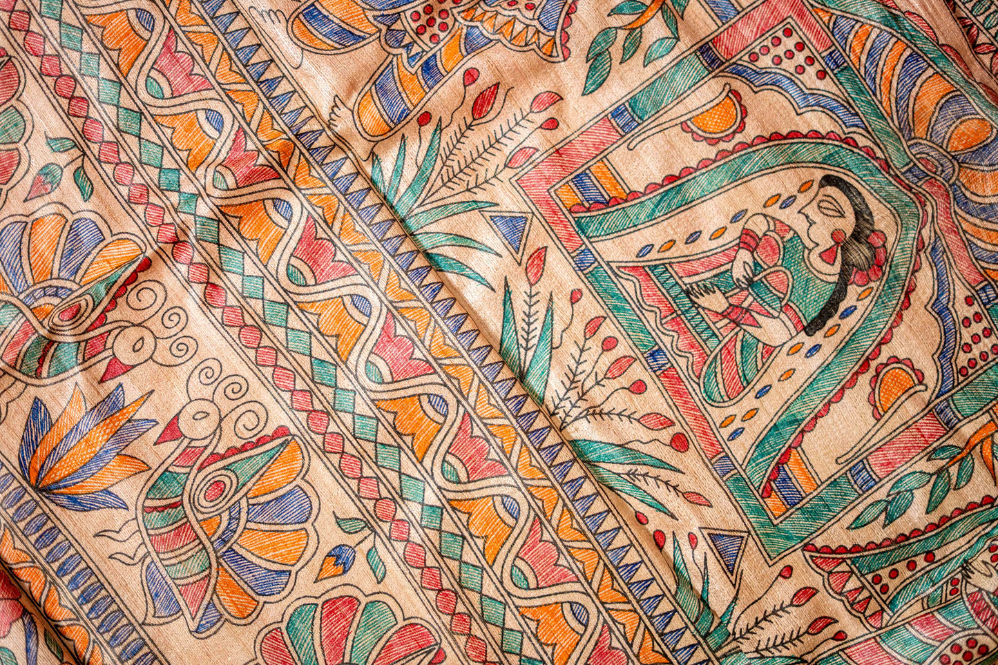 Madhubani Pure Tusser Silk Saree