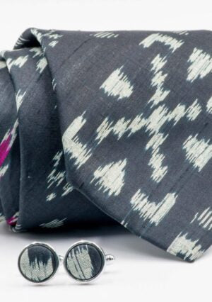 Black & White Ikat Tie and Cufflink Set