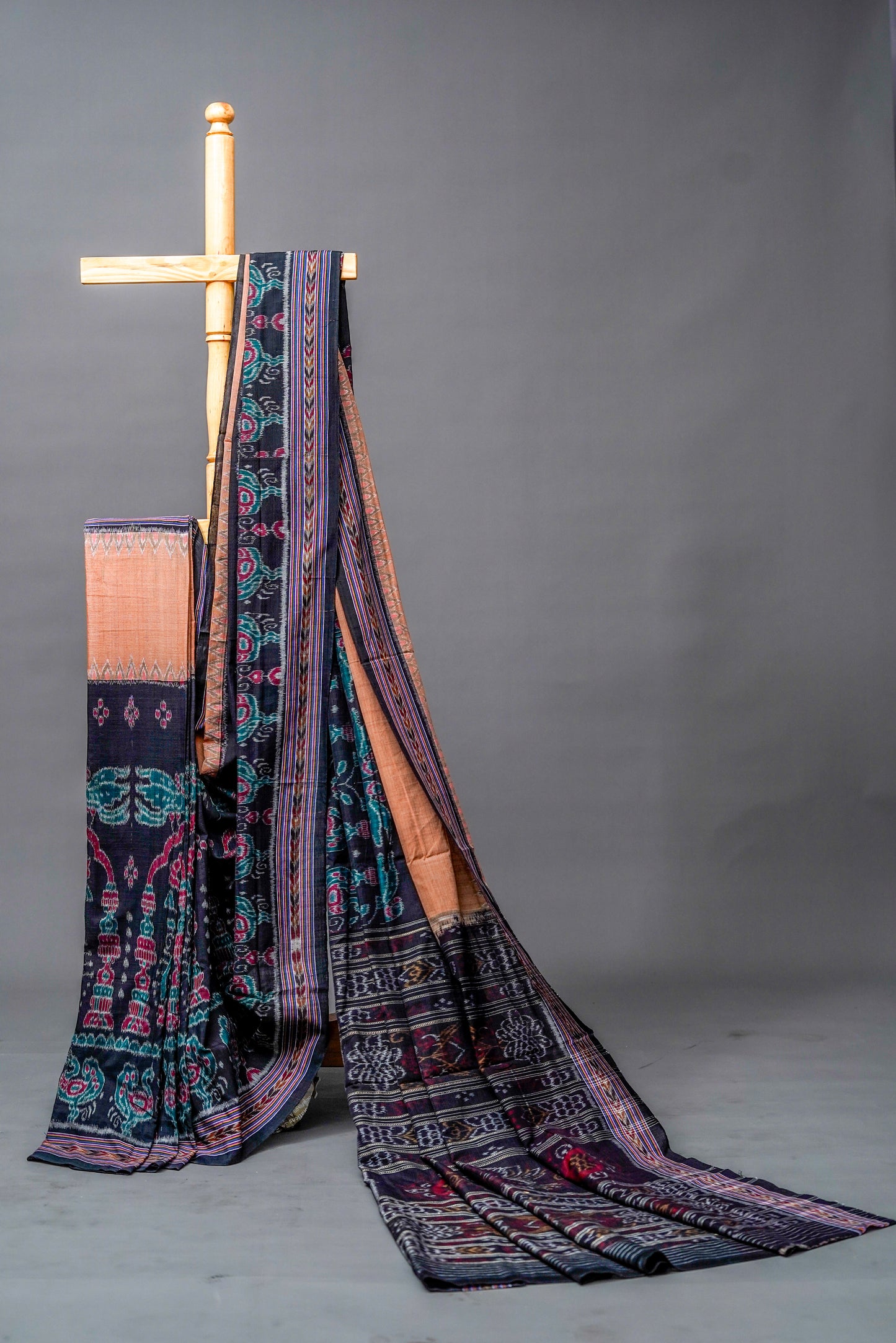 Sambalpuri Cotton( Black Base with Teal)