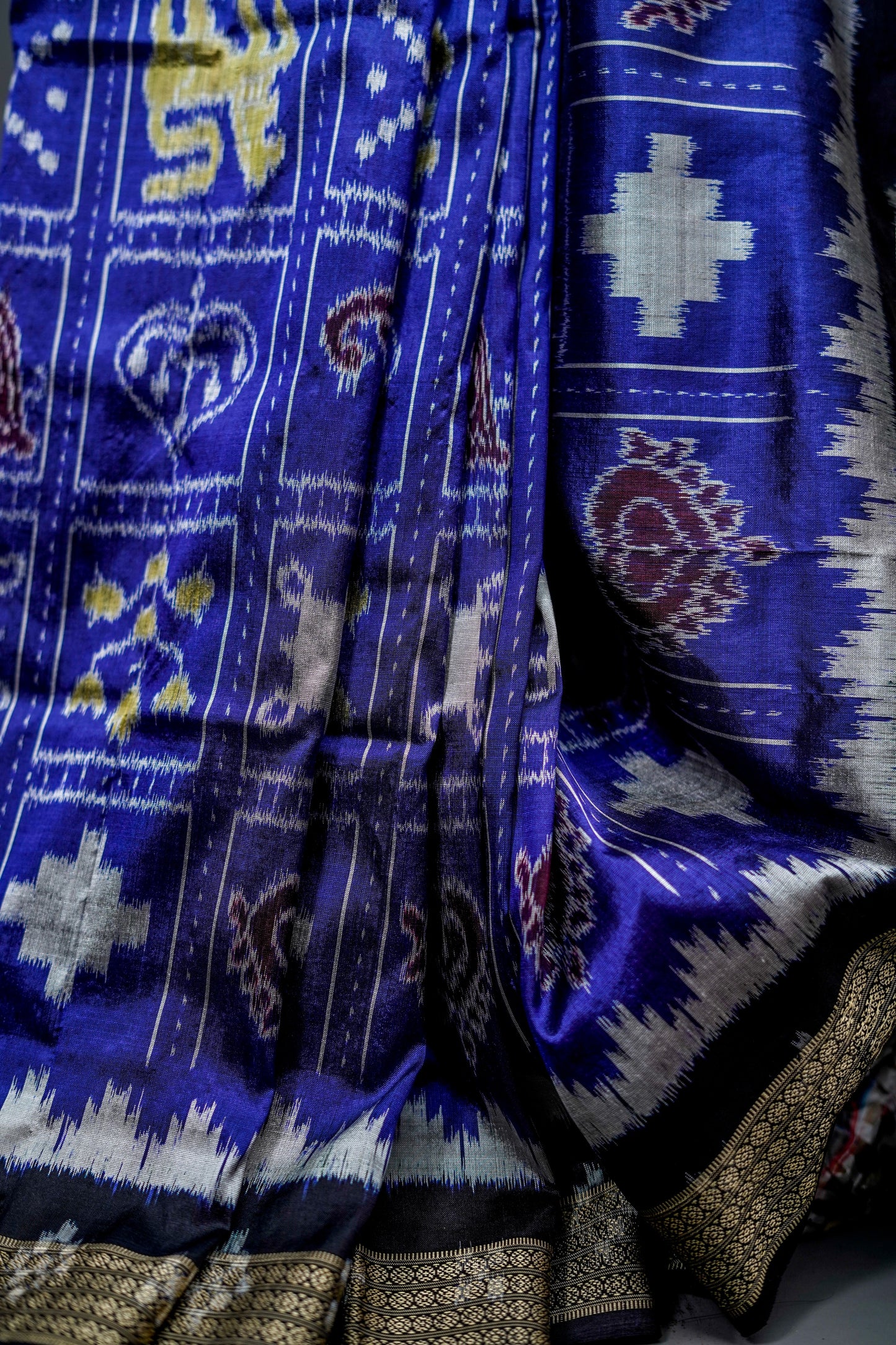 Khandua Silk (Deep blue with black borders )