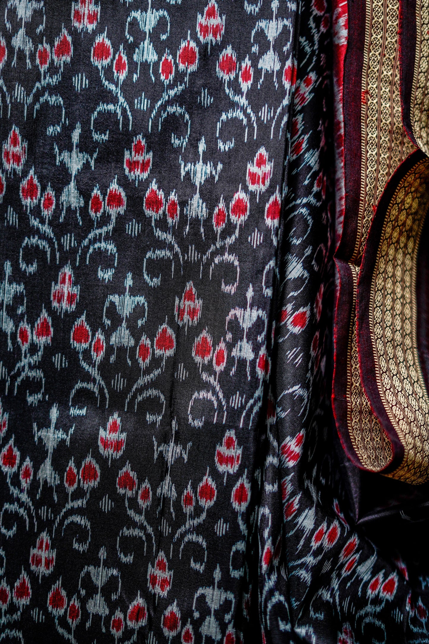 Khandua Silk (Rich maroon and black )