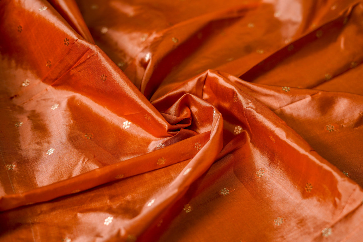Katan Banarsi (soft pastel shades with rich golden-brown borders)