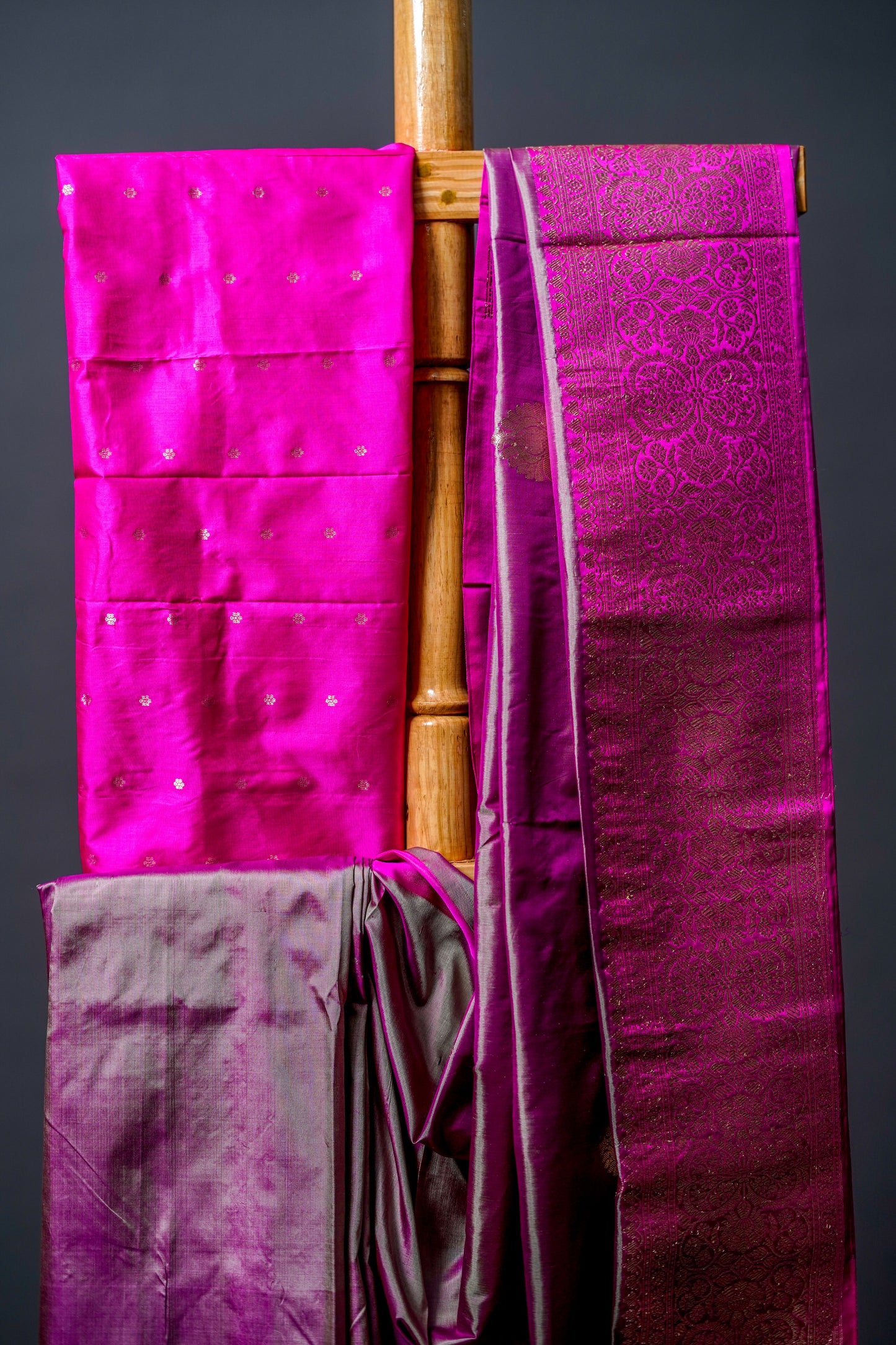 Katan Banarsi (Rich purple/magenta with gold zari work)