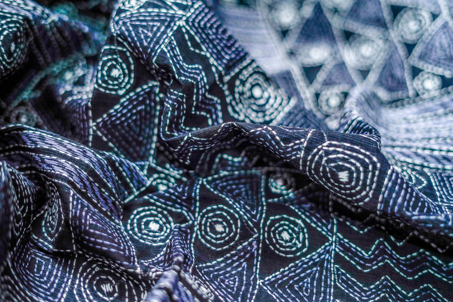 Pure Kantha Cotton (Jet Black Body with Silver)
