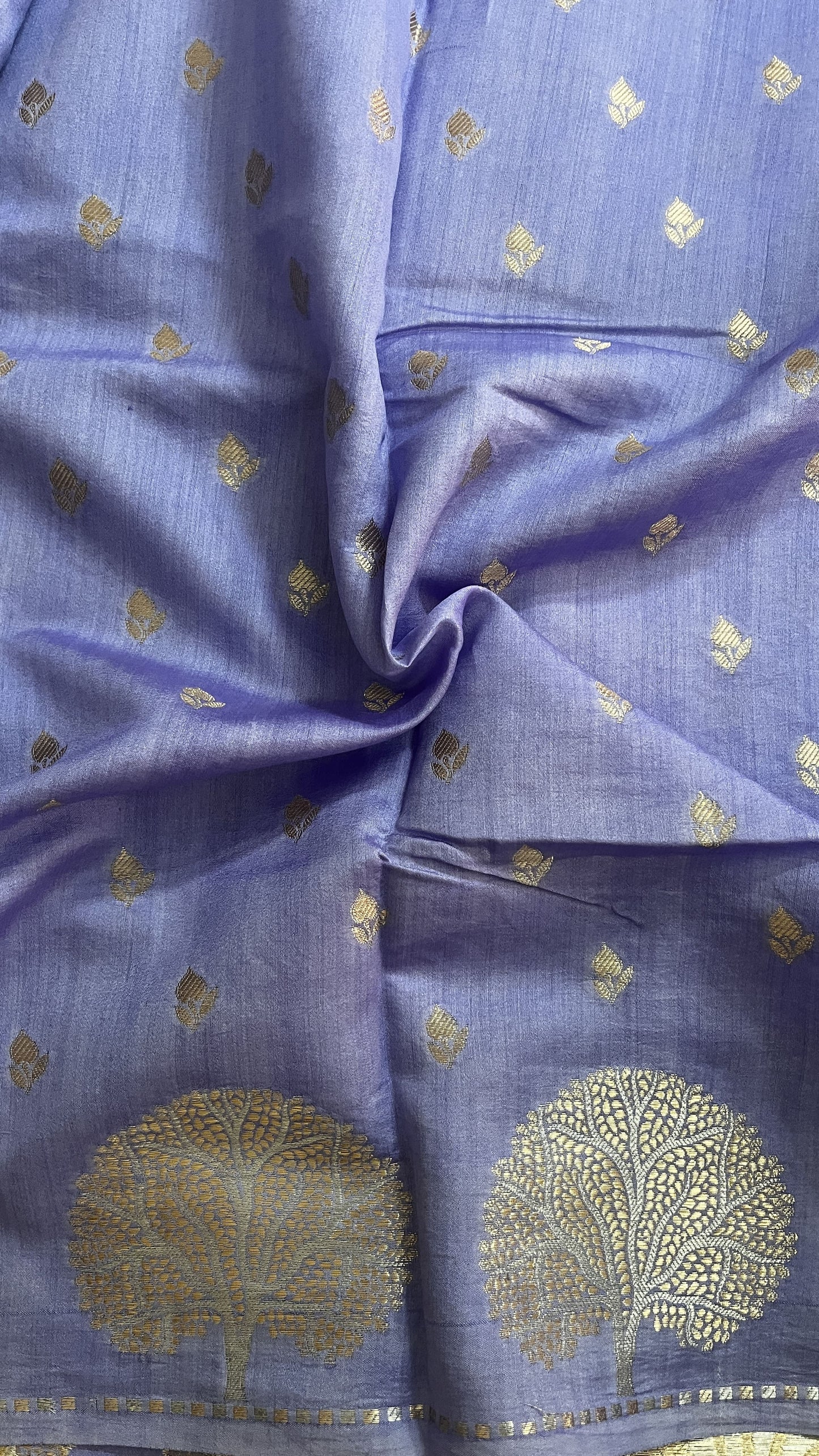 Orange Banarsi Cotton Silk Saree – Small Booti with Border