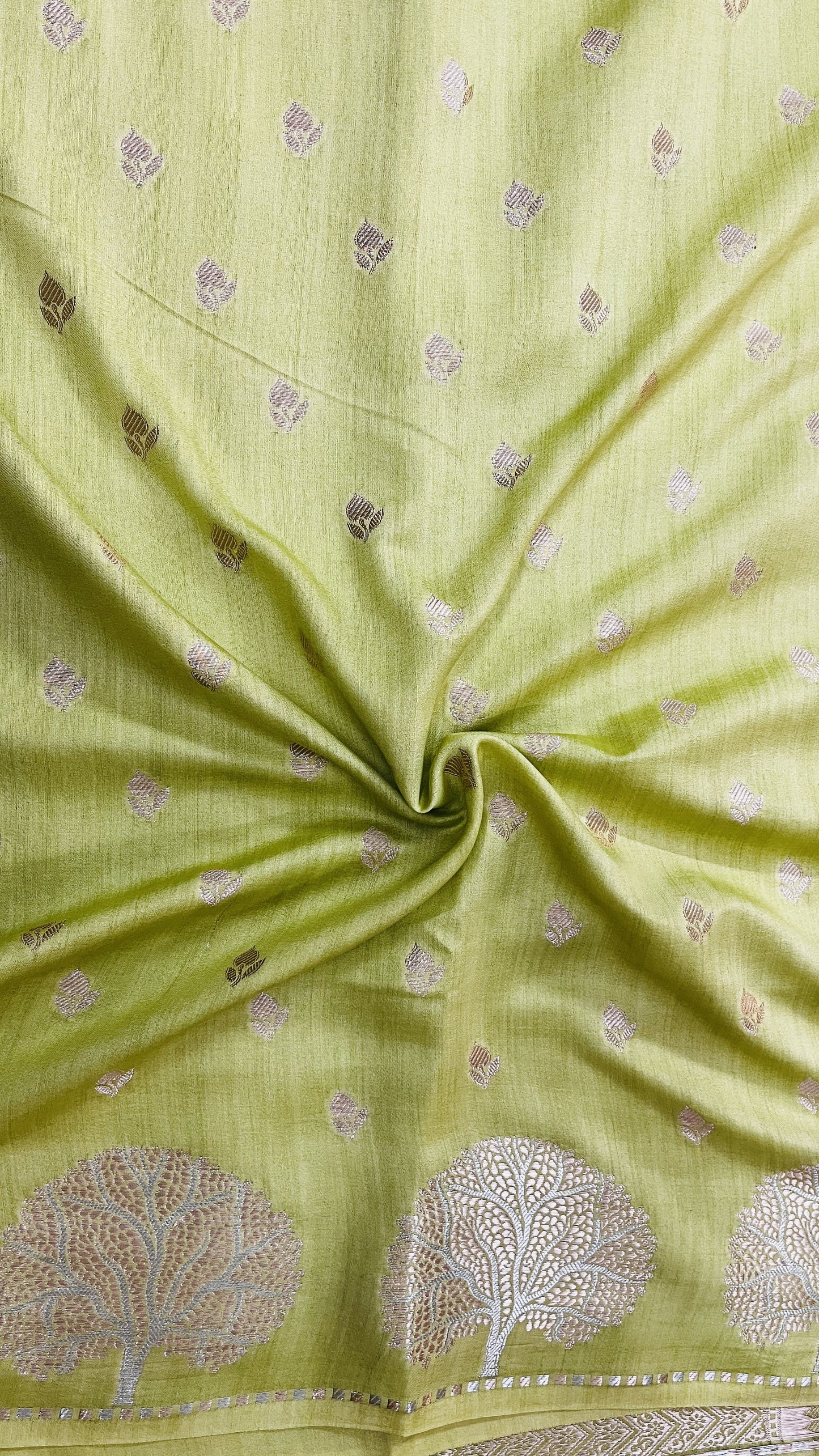 Orange Banarsi Cotton Silk Saree – Small Booti with Border