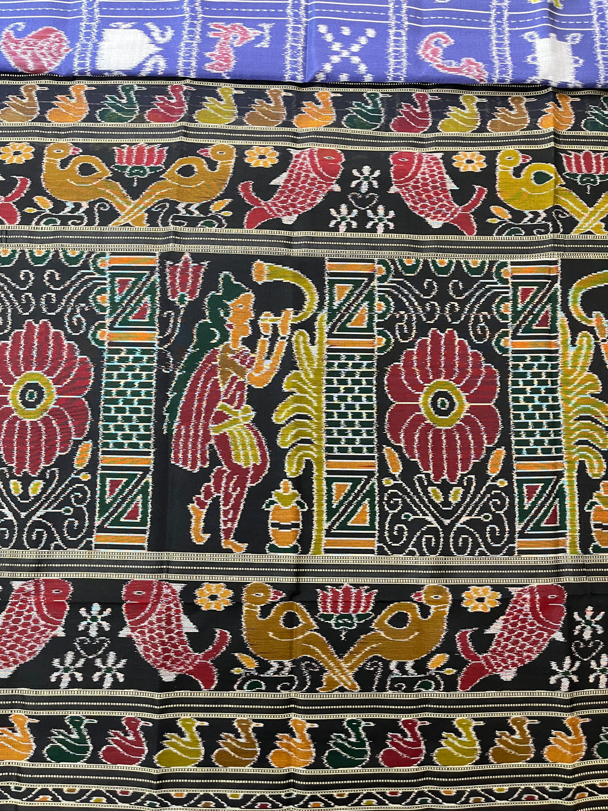 Khandua Silk Saree (Deep blue with black borders )