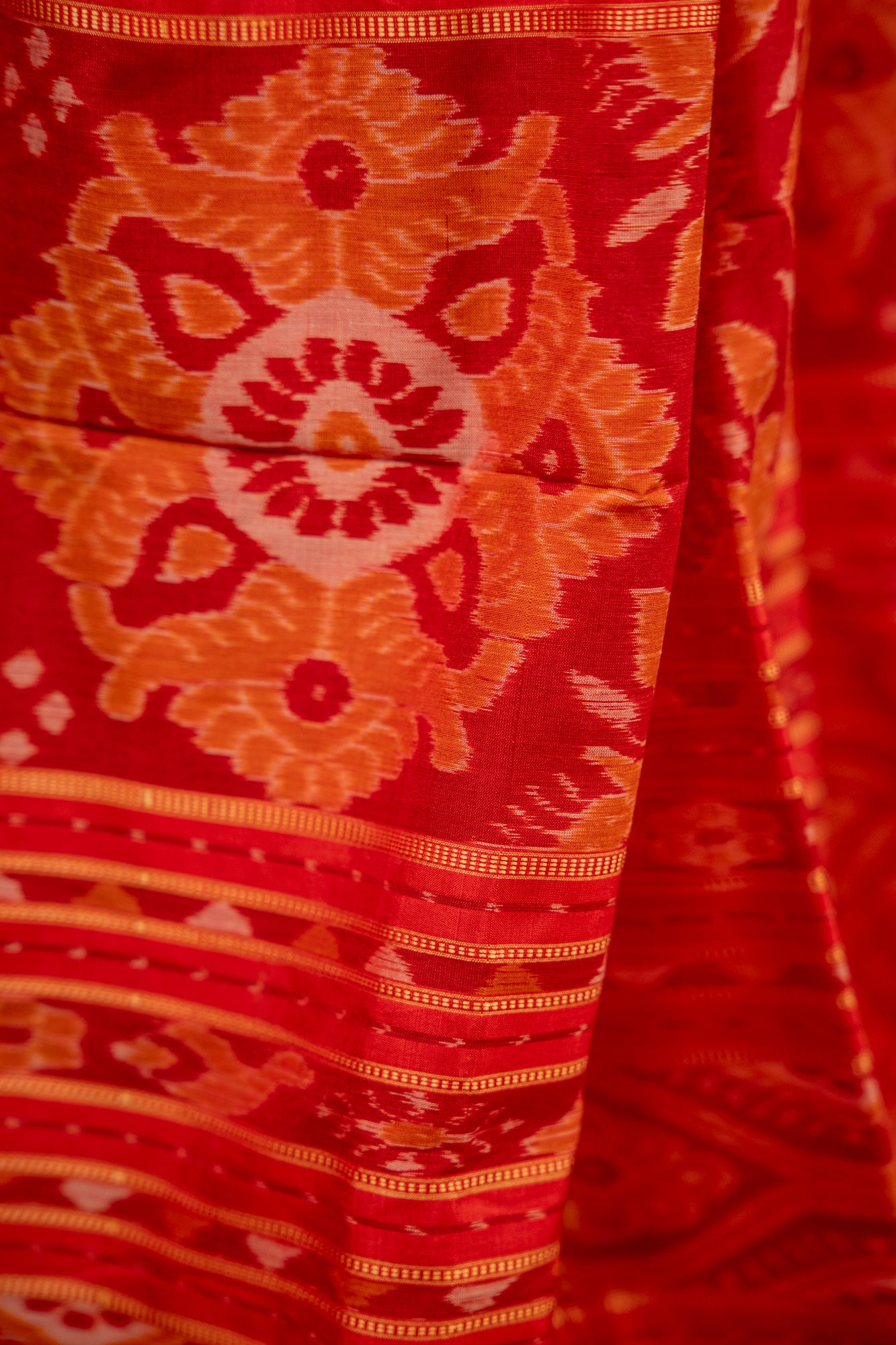 Red Khandua Silk Saree Online | Handwoven Odisha Heritage Saree