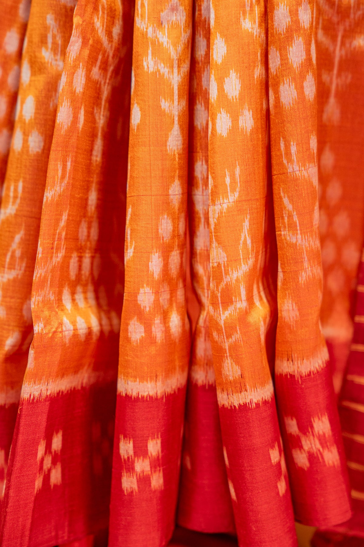 Amber Mustard Khandua Silk Saree with Traditional Gacha Ikat Motifs | Odisha Handloom
