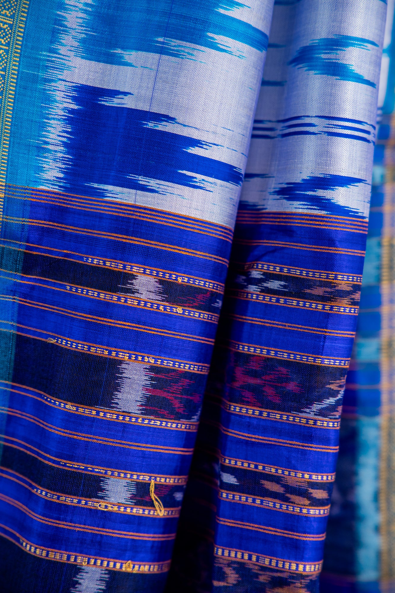 Icy Lavender/Off White Khandua Silk Saree