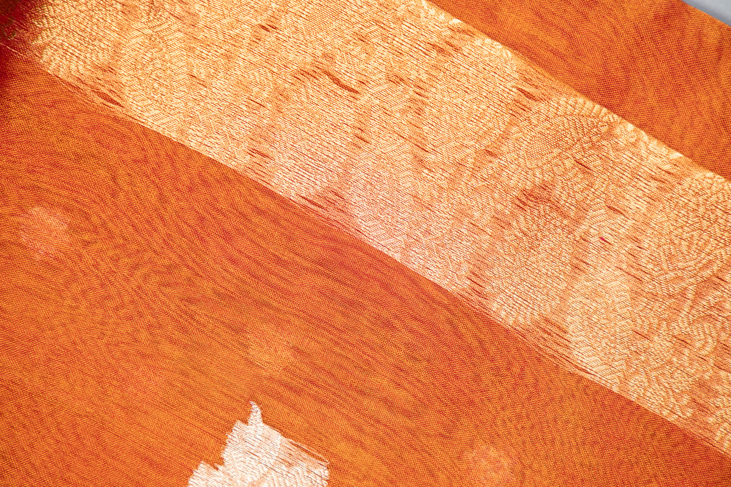 Antique Copper Gold Tissue Silk Saree