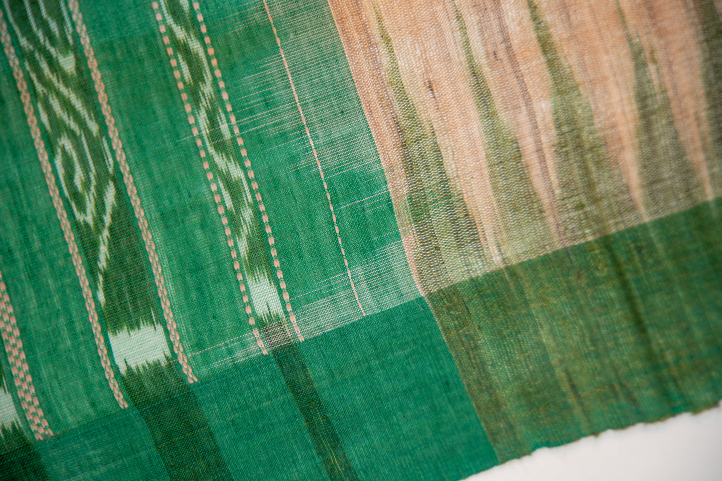 Rich Emerald Green mixed with a Natural Beige Tussar Silk Dupatta