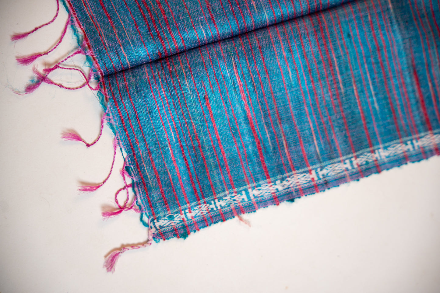 Teal Blue and Deep Crimson Tussar Silk Dupatta
