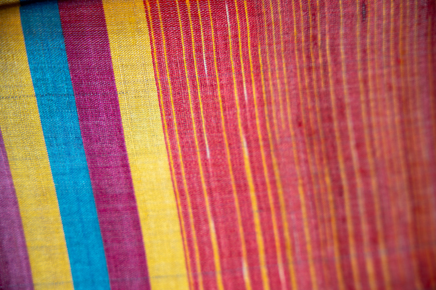 Deep Wine with multi-colored horizontal stripes Tussar Silk Dupatta