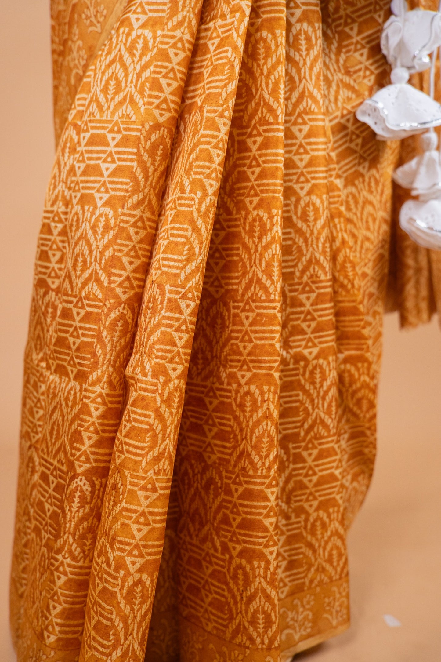 Yellow Handwoven Pure Matka Silk Saree with Hand Block Print - Atulyakarigari