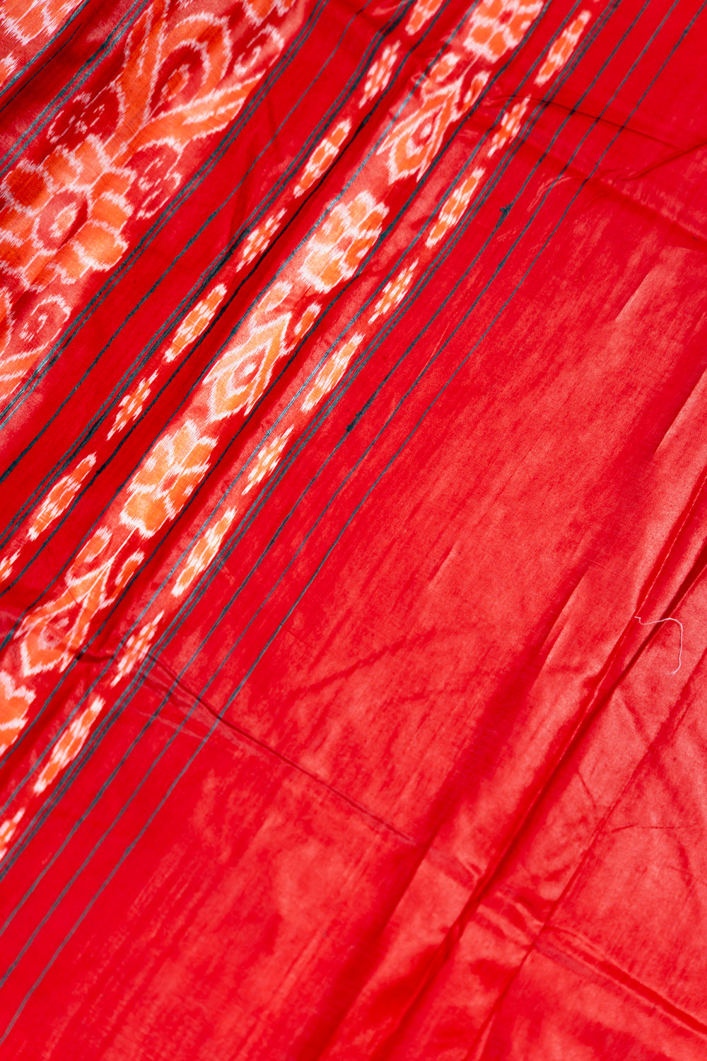 Sea Green Tussar Silk Saree with Crimson Temple Border