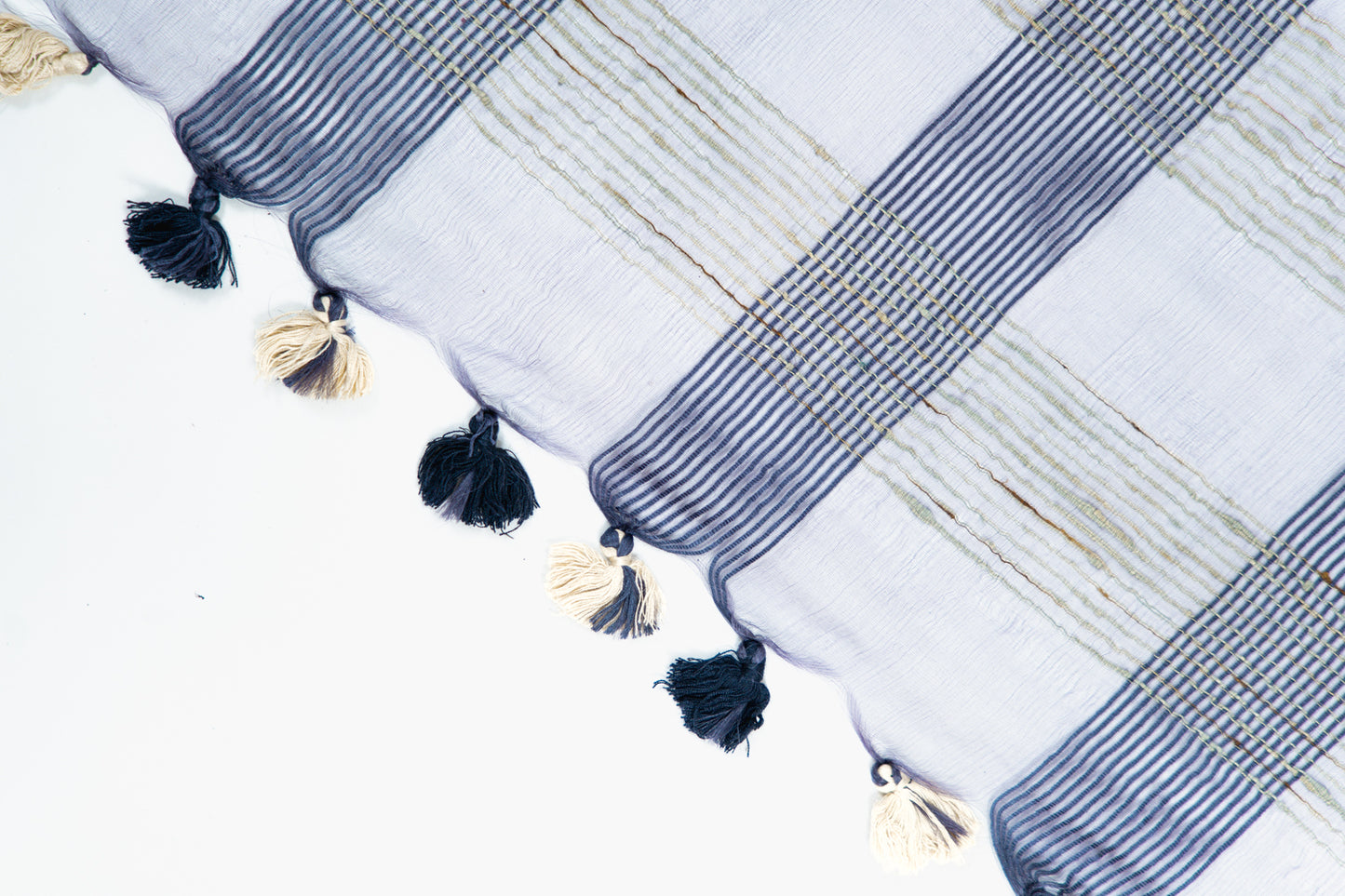 Deep Purple Ghicha Tussar Saree with Charcoal Panels