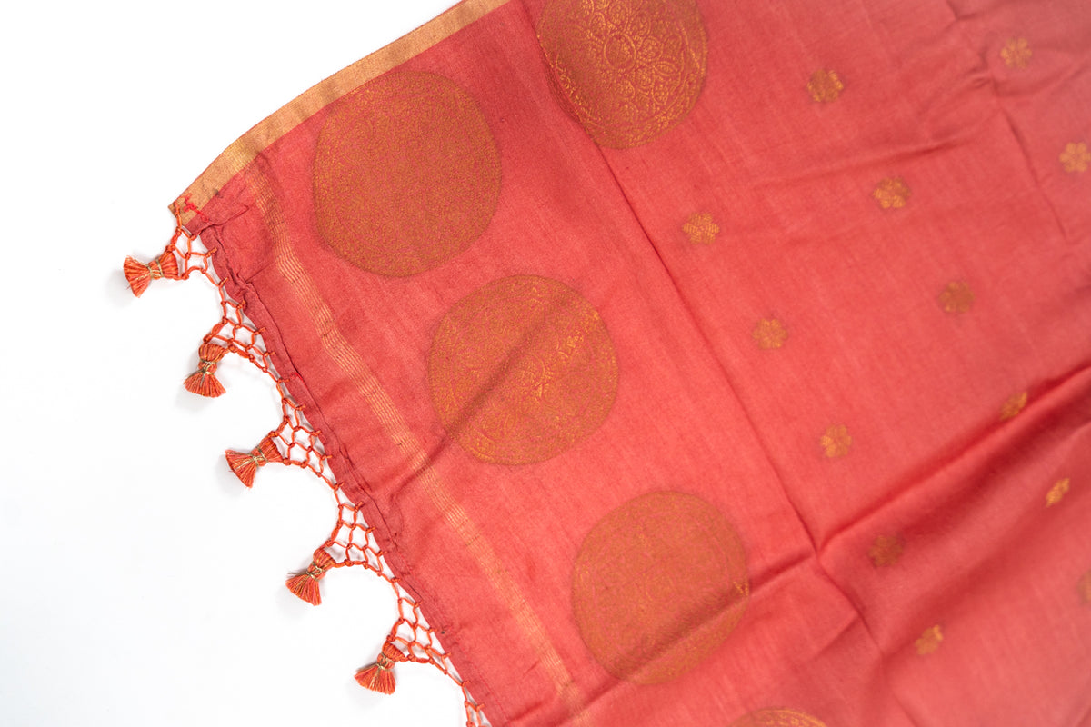 Rust Red Mandala Zari Banarasi Moonga Silk Dupatta