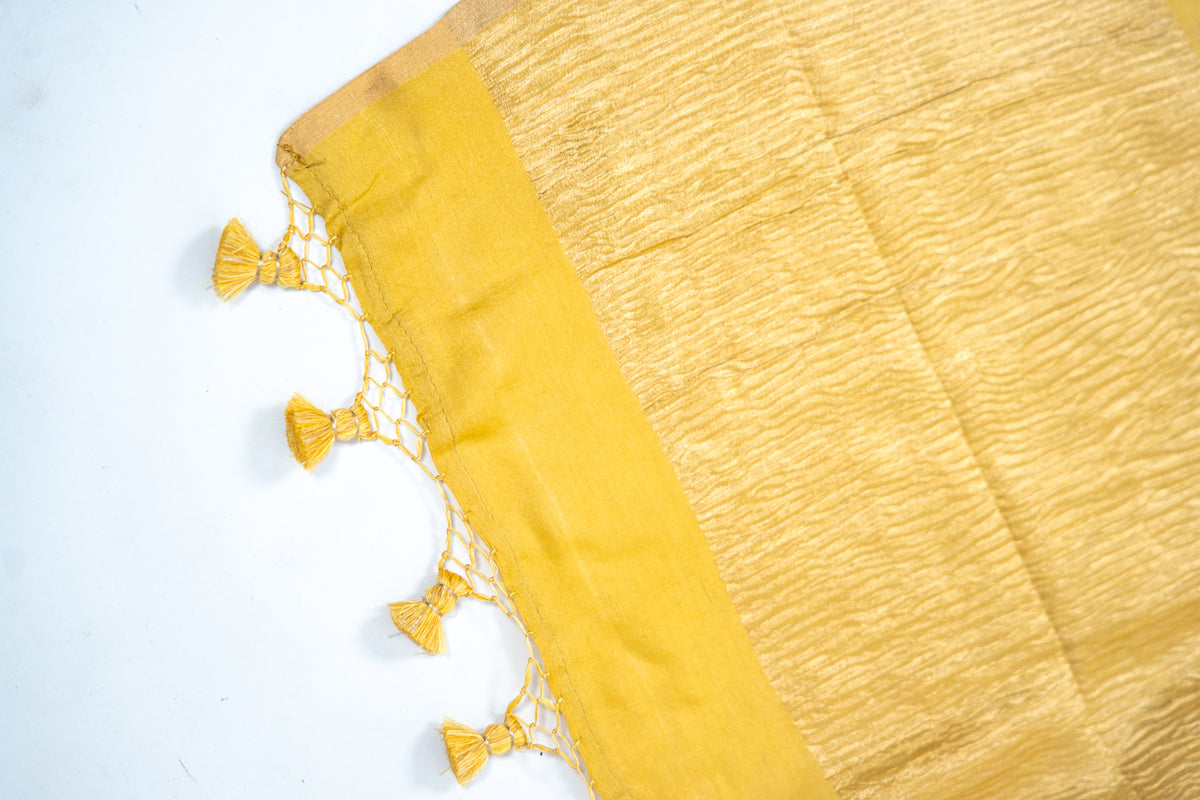 Yellow Gold Zari Booti Banarasi Moonga Silk Dupatta