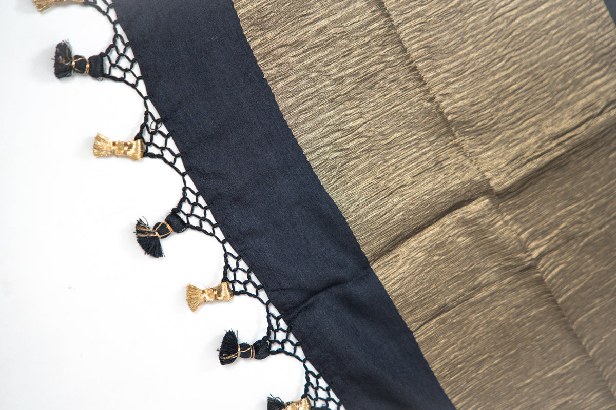 Jet Black Gold Zari Booti Banarasi Moonga Silk Dupatta