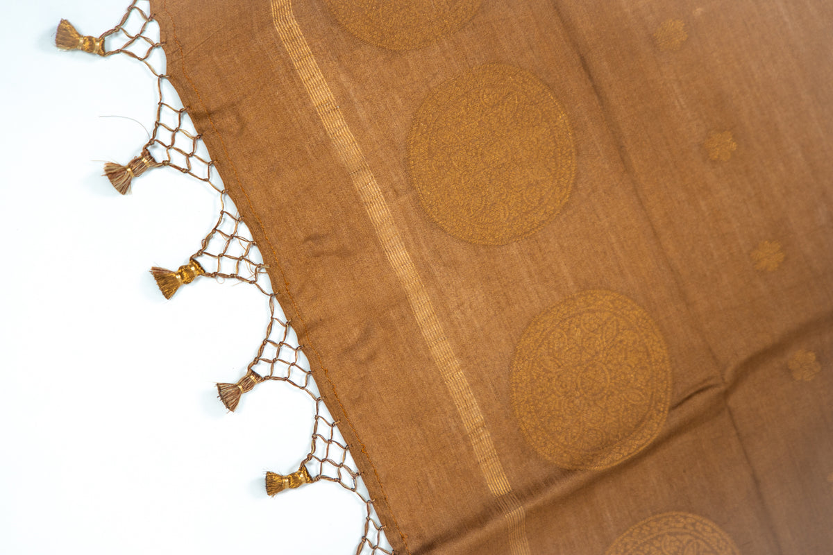 Bronze Brown Mandala Zari Banarasi Moonga Silk Dupatta