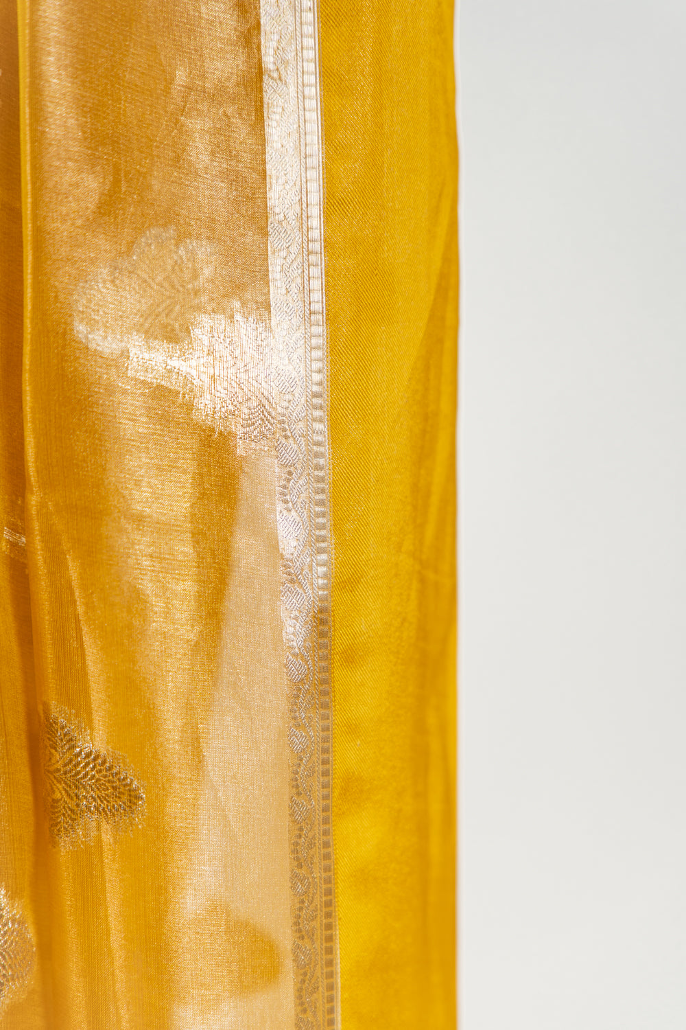 Mustard yellow Tissue Silk Saree