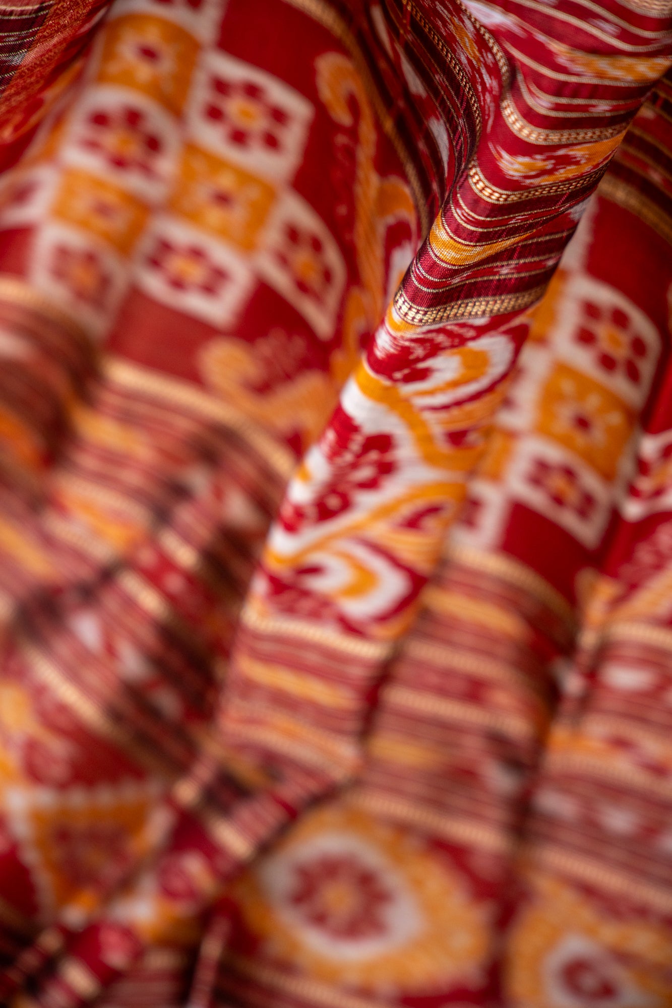 Sea Green Khandua Silk Saree with Narrative Ikat Border | Handwoven Odisha Saree