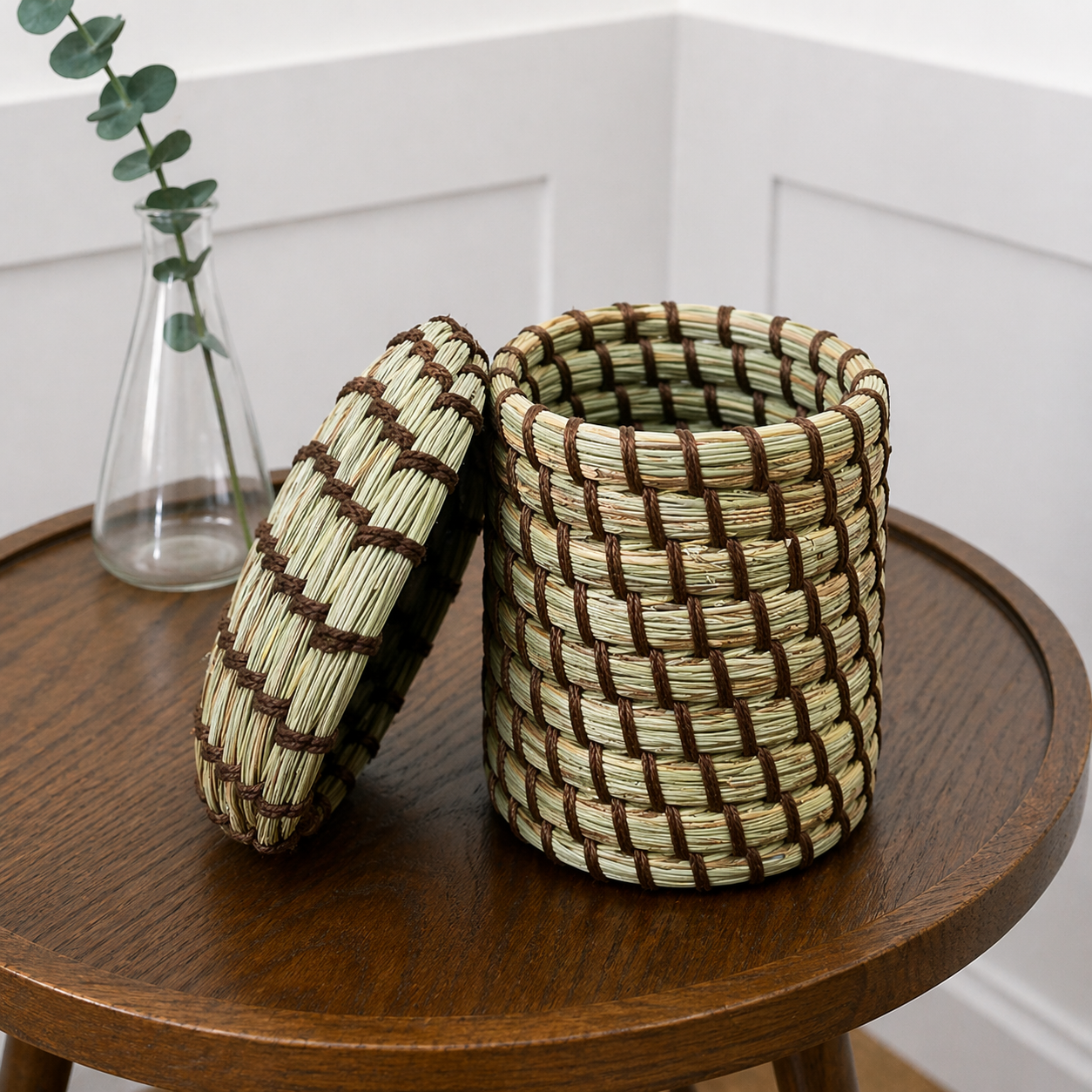 Handcrafted Sabai Grass Utility Box with Lid | Eco-Friendly Storage Basket
