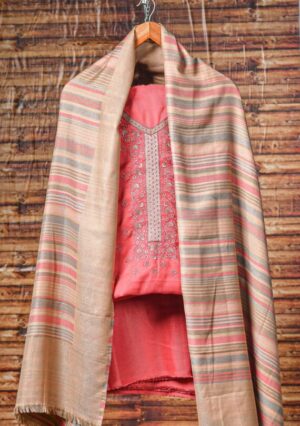 Pure Woolen Pink embroidery design winter- Suit set