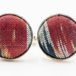 Red-Green Ikat Tie and Cufflink Set