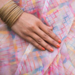 Hand Dyed - Pure Peach - Organza Saree