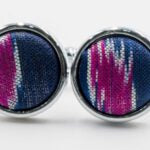 Navy Blue Ikat Tie and Cufflink Set